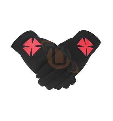 Masonic Knight Templar Black 100% Cotton Machine Embroidery Glove - kitchcutlery
 - 1